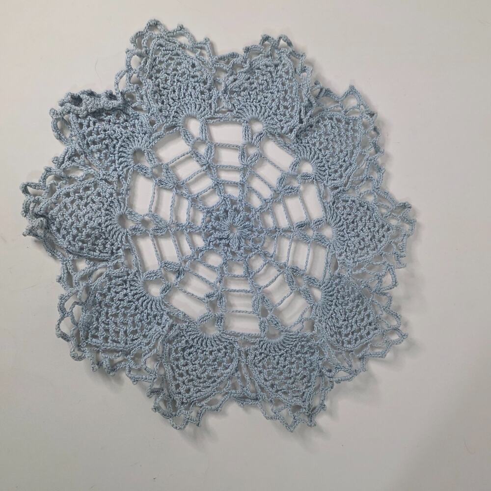 Light Blue Crochet Doily 11.5 Inch Round Pineapple Lace Table Decor Cottagecore